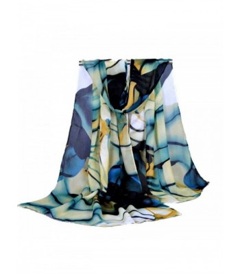 Ink Chiffon Scarf- Luweki Fashion Lady Long Wrap Women's Shawl Scarves - Blue - CA12MO0LRX9
