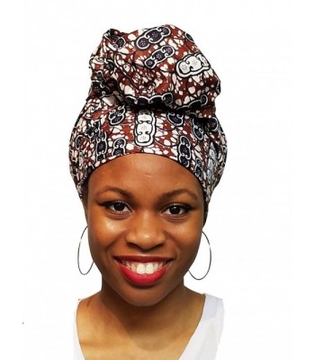 Brown- black and off white African Print Ankara Head wrap- Tie- scarf- Multicolor One size - C612NU9J7QM