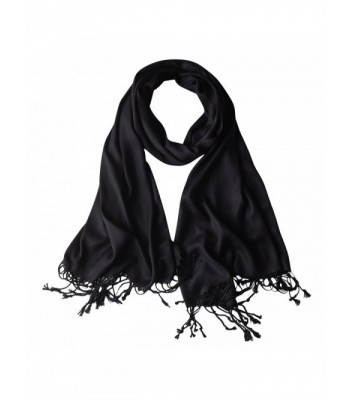 BISHUIGE Large Soft Bamboo Fiber Wrap Scarf In Solid Colors - Black - CI186ODQNGT