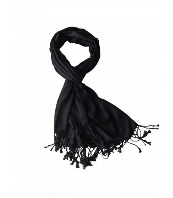 Large Soft Bamboo Fiber Wrap Scarf In Solid Colors - Black - CI186ODQNGT