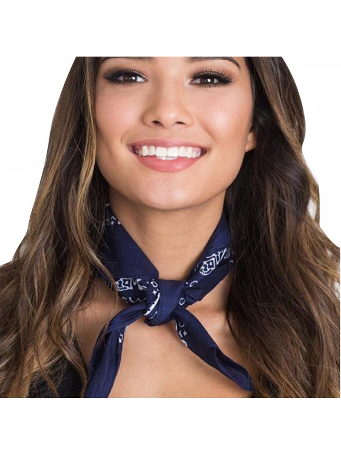 Matoen Women Fashion Bandana Scarf Square Head Scarf Female Bandanas Headwear - Navy - CW12LHAWL77