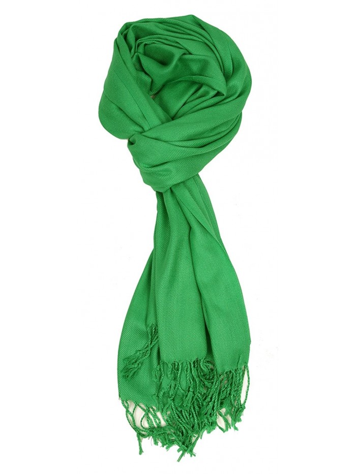 Love Lakeside-Large- Soft- Silky Pashmina Shawl- Wrap- Scarf in Solid Colors - Kelly Green - C01883ZL4SU