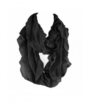 Silver Fever Elegant Soft Woven Infinity Loop Figure Eight Endless Scarf Wrap Off - Black - C811G5BFTH9