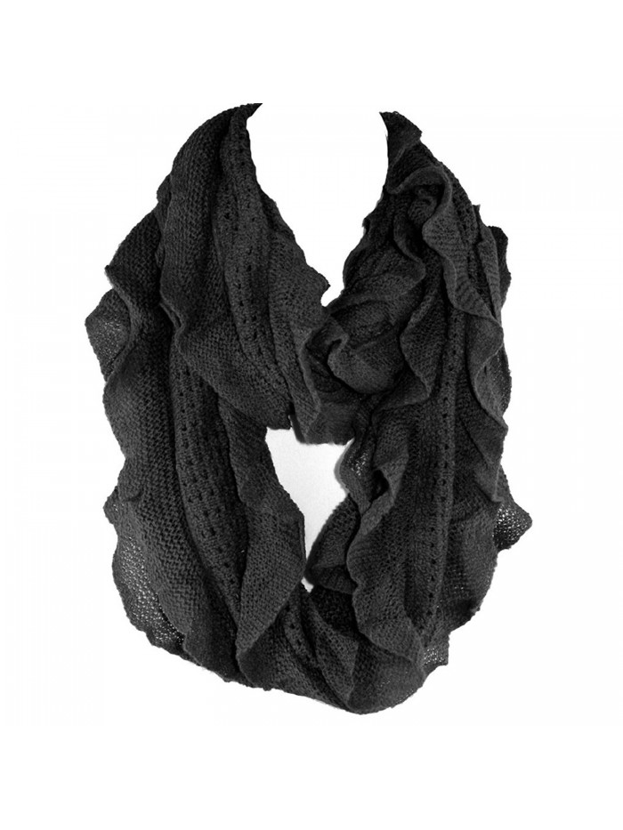 Silver Fever Elegant Soft Woven Infinity Loop Figure Eight Endless Scarf Wrap Off - Black - C811G5BFTH9