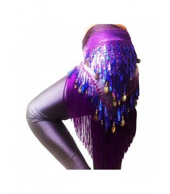LAFIZZLE 8 Color Belly Dancing Belt Colorful Waist Chain Belly Dance Hip Scarf Belt - Purple - CP12F1WS97T