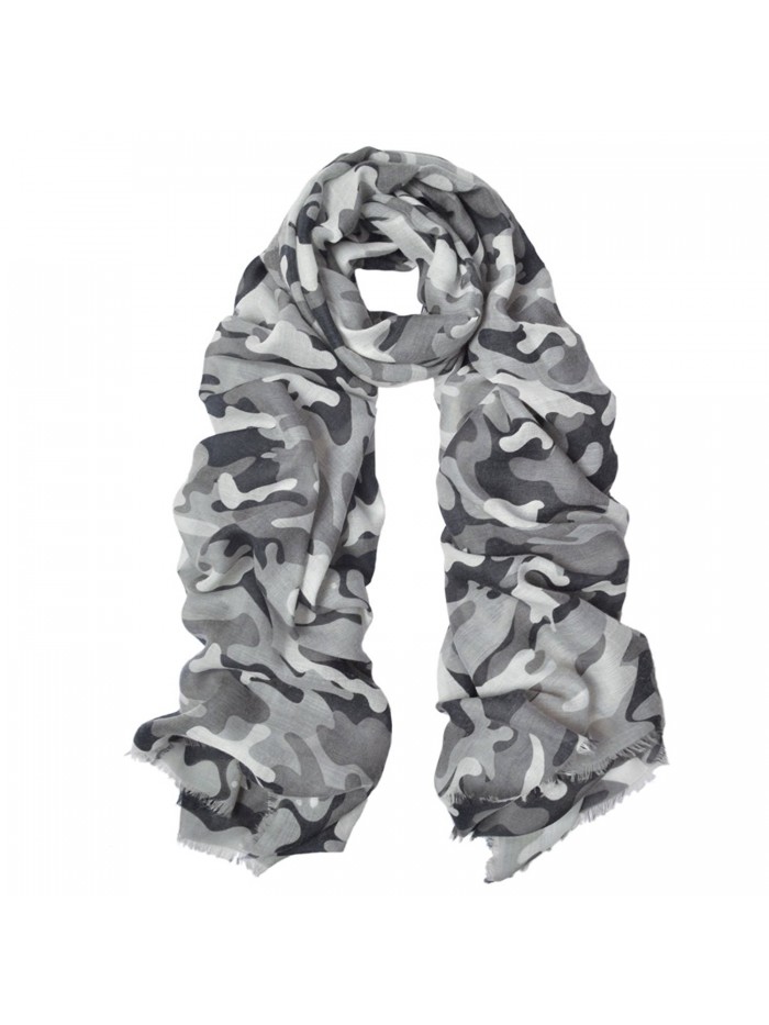 IvyFlair Soft Lightweight Unique Camouflage Patterned Scarf Shawl Wrap - Grey - C8182A4MHSI