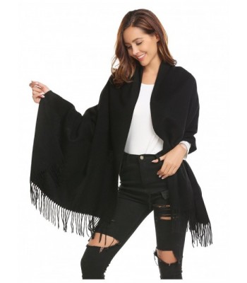 Chigant Women Cashmere Scarf Wraps Shawls with Tassel Soft Warm Wraps Scarves Oversize 35.4 X 28.3 inch - Black - C5186ZWCSM4
