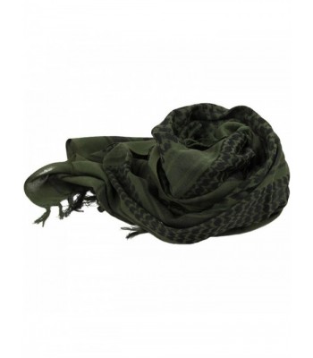 Unisex Arab 100% Cotton Square Neck Shemagh Keffiyeh Palestine Shawl Scarf Wrap - Army Green - CX11R0LOC1R