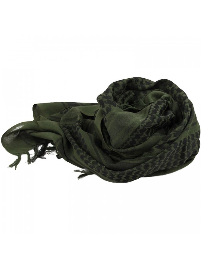 Unisex Arab 100% Cotton Square Neck Shemagh Keffiyeh Palestine Shawl Scarf Wrap - Army Green - CX11R0LOC1R