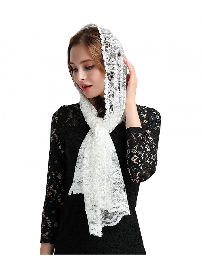 Leimandy Catholic Mantilla Veils for Mass Head Covering Lace Church Headscarf S06 - Ivory - C31853ZMTOD