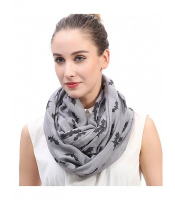 Lina & Lily Halloween Bat Print Infinity Loop Scarf Lightweight - Gray - CB11OWGBXSD