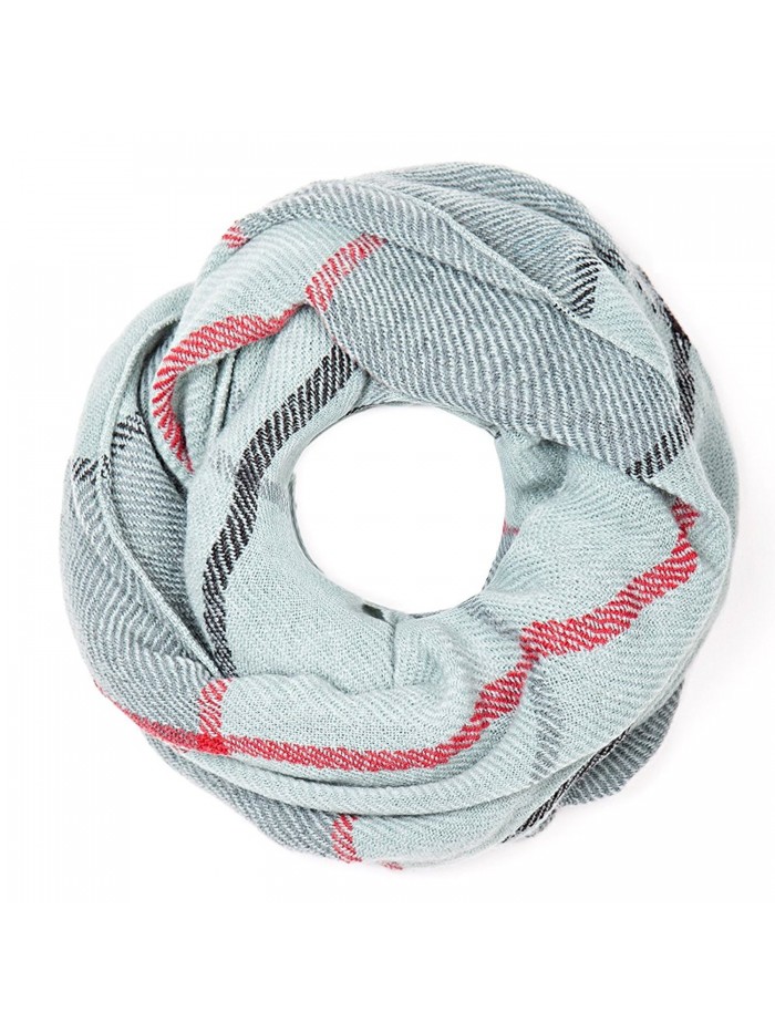 Me Plus Classic Plaid Check Pattern Knit Infinity Scarf Circle Loop Cowl Scarf - Mint - CG187AA897E