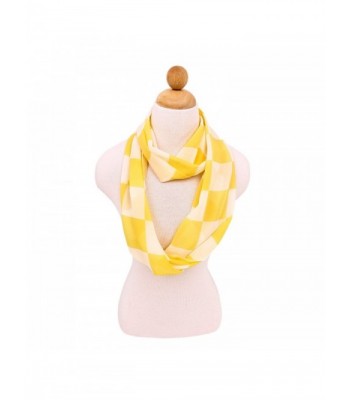 Sheer Chiffon Checked Plaid Infinity Loop Fashion Scarf - Different Colors Available - Yellow - CN11LOR210H
