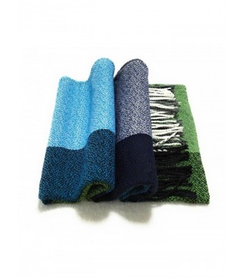 C Collection Women Scarf Winter Cashmere Touch Stripe London Fashion Blanket - Blue&green - C312N38ZFRR