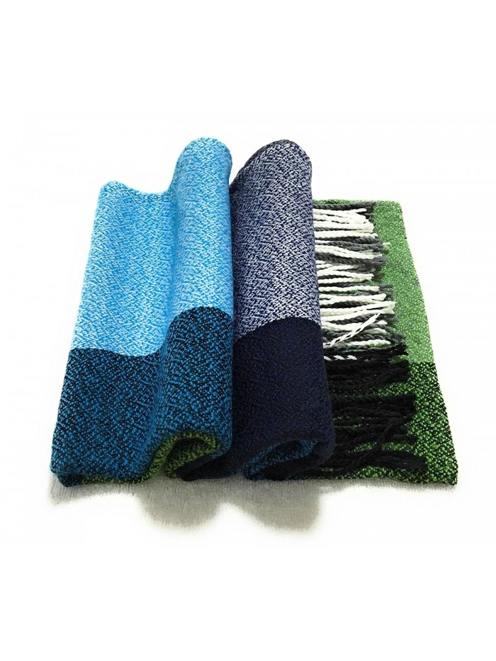 C Collection Women Scarf Winter Cashmere Touch Stripe London Fashion Blanket - Blue&green - C312N38ZFRR