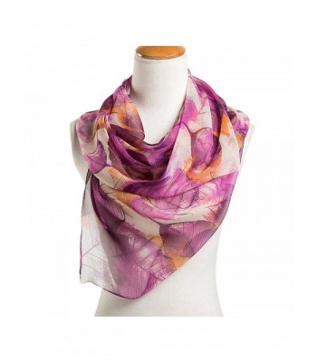 Nightycatty Leaf Print Scarves Chiffon Sunscreen Shawl Beach Wrap - Purple - CJ183M30NCQ