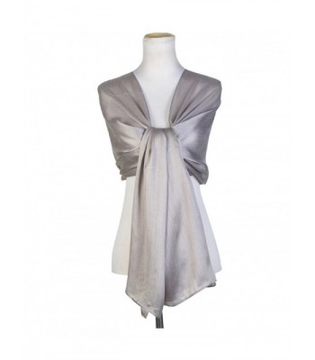 World of Shawls Silky Iridescent Scarf Maxi Wrap Stole Wedding Bridal Party Prom - Silver - C212JB9DMOX