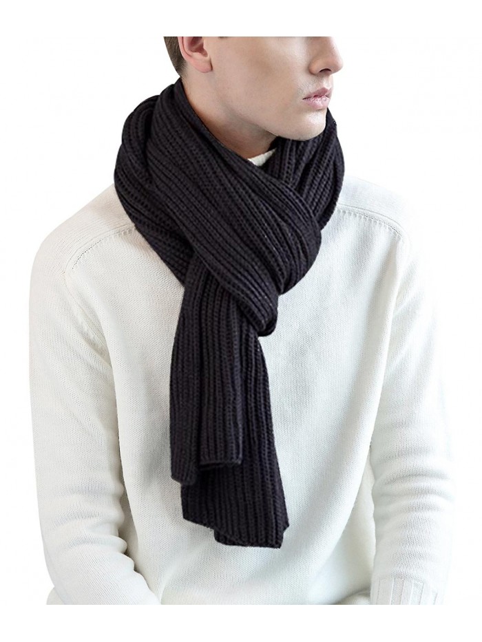 Aivtalk Vintage Warm Thick Knitted Scarf Long Solid Color Winter Shawl for Men Women - Gray - C0186L2LEO7