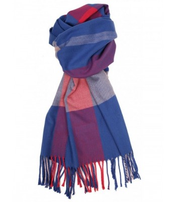 Love Lakeside-Women's Cashmere Feel Winter Plaid Scarf Blue - CE1287OG3RL