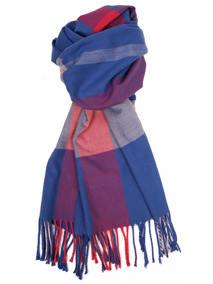 Love Lakeside-Women's Cashmere Feel Winter Plaid Scarf Blue - CE1287OG3RL