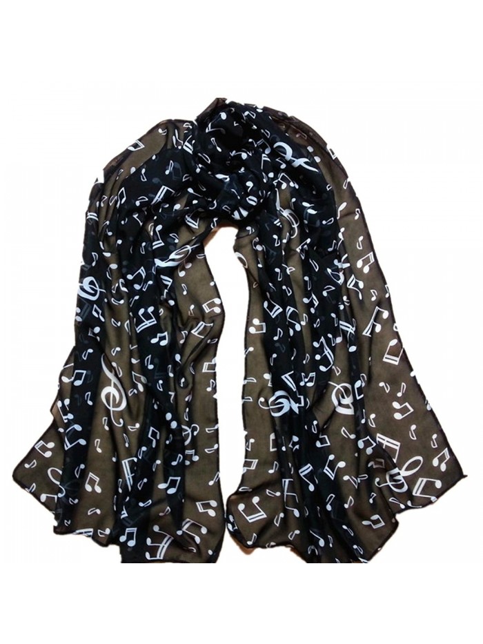 DZT1968 Autumn Winter Women Girl Music Notes Design Long Chiffon Shawl Scarf Pashmina (Black) - CW12598QIRD