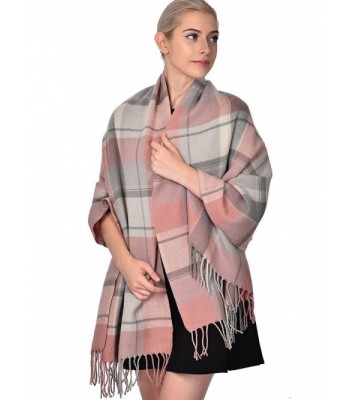 ADVANOVA Ideal Gift for Women Cashmere Feel Large Blanket Scarf Spring Evening Wrap - Pink Plaid (Gift Box) - CC186D59SE0