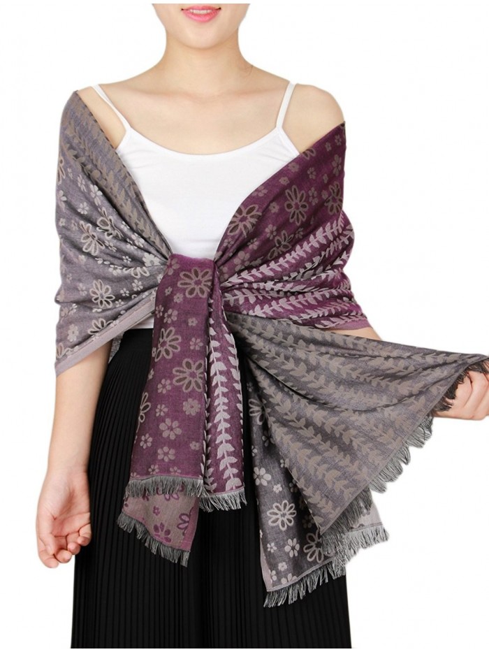 KAISIN Women's Elegant Scarf Paisley Shawl Wrap Scarf Excellent Gift for Women - Purple - CC185DSXGTD