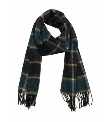 Modadorn Winter Sale Unisex Plaid & Checkered Cashmere Feel Wool Fringe Scarf - Black - CN11D6P6PN9