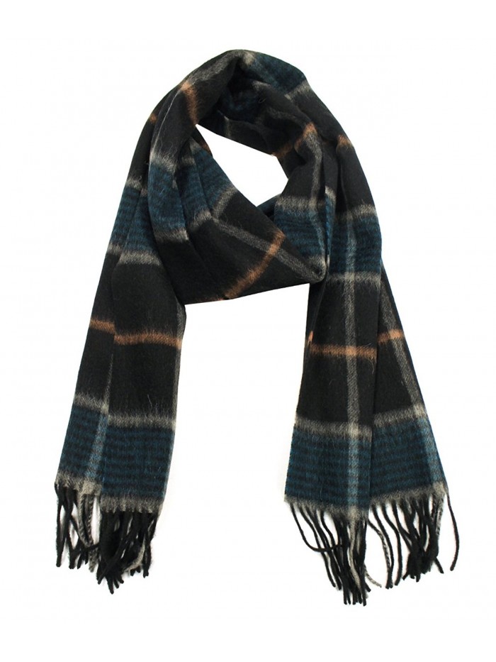 Modadorn Winter Sale Unisex Plaid & Checkered Cashmere Feel Wool Fringe Scarf - Black - CN11D6P6PN9
