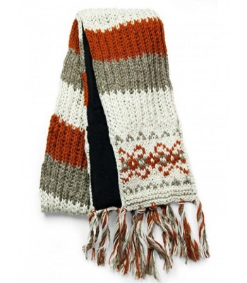 TCG Women's Hand Knit Wool Vintage Pattern Scarf - Cinnamon & Cream - CJ11PVF4QHT