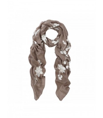 Premium Elegant Lace Floral Embroidered Scarf Wrap - Different Colors Available - Taupe - CK1279CJ8EH