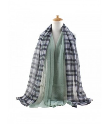 GERINLY - Plaid and Dots Print Cute Scarf Lightweight Summer Wrap - Pale Green - CJ12E3SNTTF