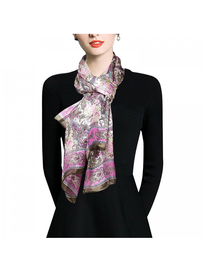 EcoWonder 100% premium silk scarf women long functional beautiful scarf - Dark Pink - C612022ZDTF