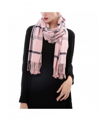 Aolige Super Soft Cashmere Blanket Winter Scarf Classic Lattice Warm Shawl for Women - Pink - CW186C6QU66