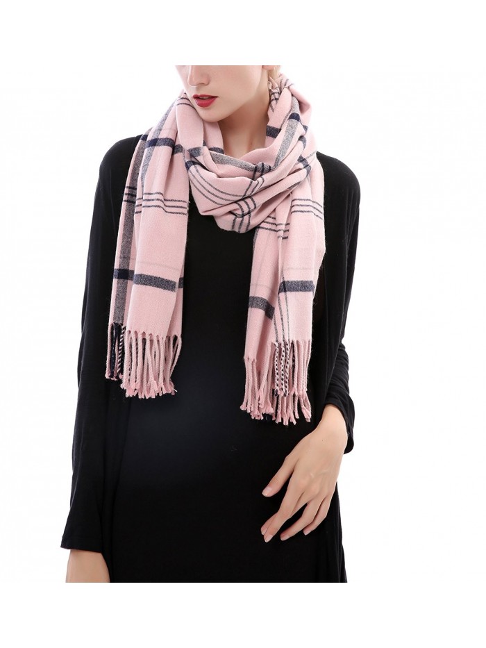 Aolige Super Soft Cashmere Blanket Winter Scarf Classic Lattice Warm Shawl for Women - Pink - CW186C6QU66