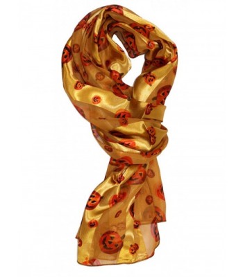 Ted and Jack - Festive Halloween Print Silk Feel Scarves - Orange - CE186XHENG9