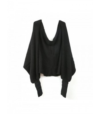 Foxnovo Fashion Korean Style Autumn Winter Unisex Knitted Scarf Cape Shawl with Sleeves (Black) - CV120HYJN21