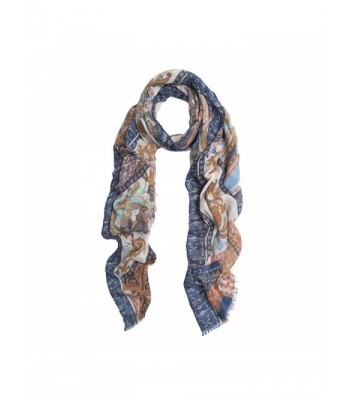 Premium Tribal Paisley Floral Print Frayed Edge Scarf Shawl Wrap - Diff Colors - Navy - C912LR8UMIZ