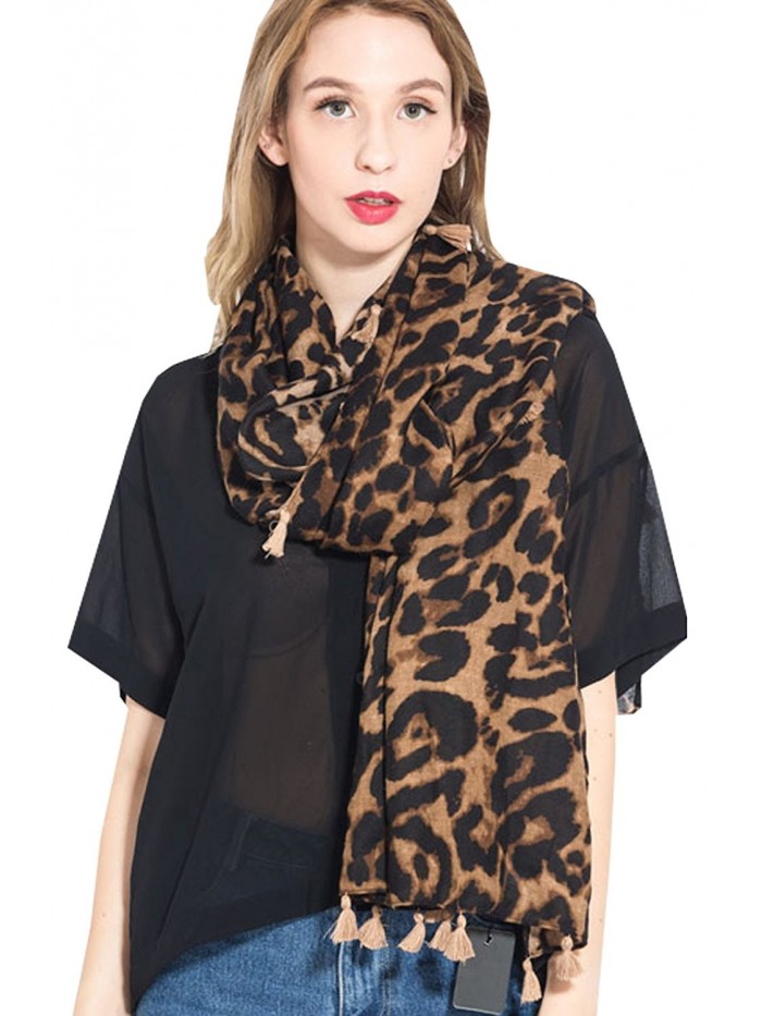 Women Winter Leopard Scarf Warm Long Pashmina Shawls And Wraps Fashion Scarf - Leopard - C7188227ZOZ
