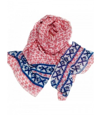 Infinity Scarf For Summer Women Hoyou Lightweight Floral Print Chiffon Looped Scarves - Coral - CE17YQD2UDZ