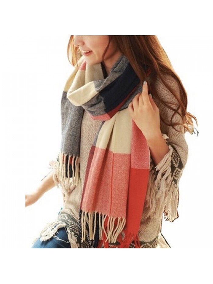 Women's Long Shawl Grid Winter Warm Lattice Large Scarf Pashmina Tartan Wrap - 1 - CP126KIYYRH