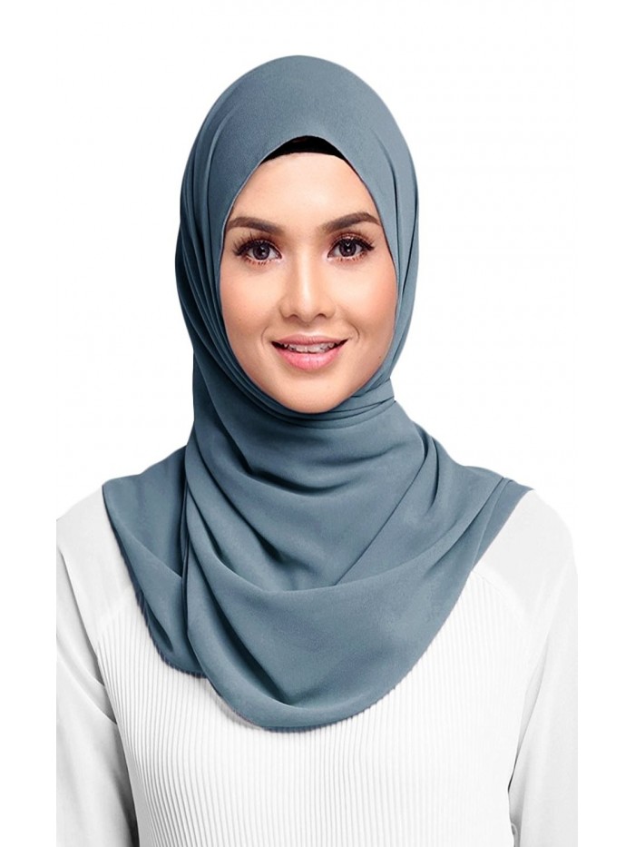 Hana's Womens Georgette Chiffon Hijab - Stonewash - C6182OLKCXO