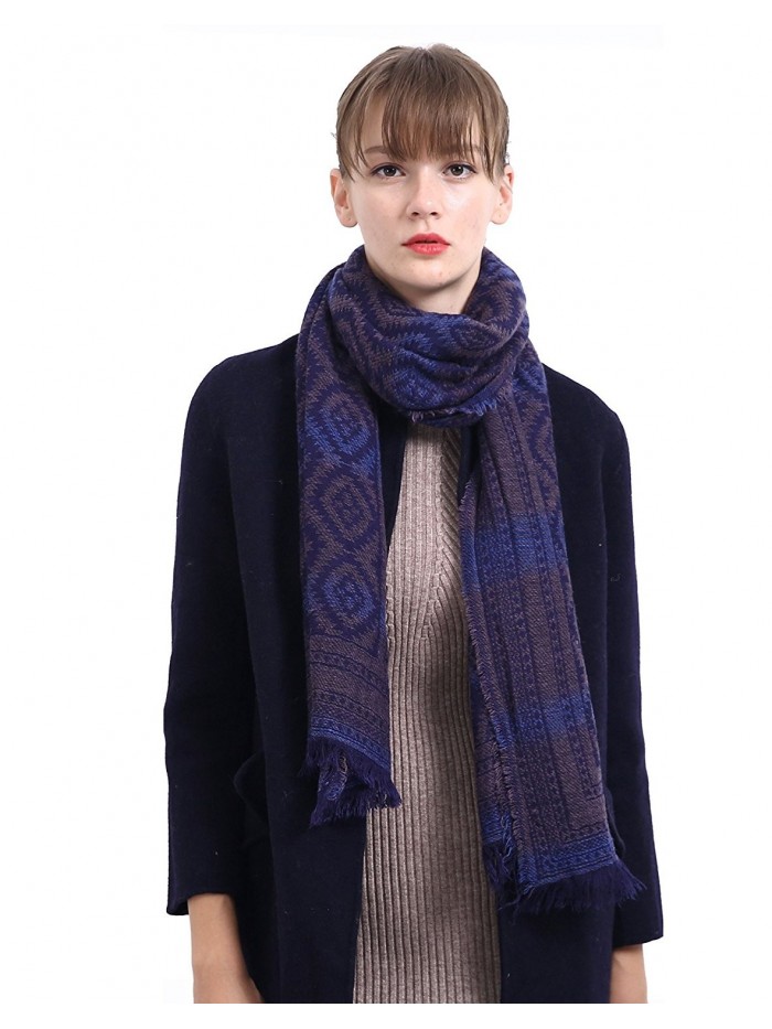 Wool Scarfs for women Ethnic Shawls and Wraps With Tassel Gradient Color - Peacock Blue - CB187CKSQAT