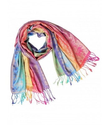 Bijoux De Ja Elephant Rainbow Soft Fringe Fashion Pashmina Pride Shawl Scarf Wrap - Rainbow 8 - CE188DSMD6T