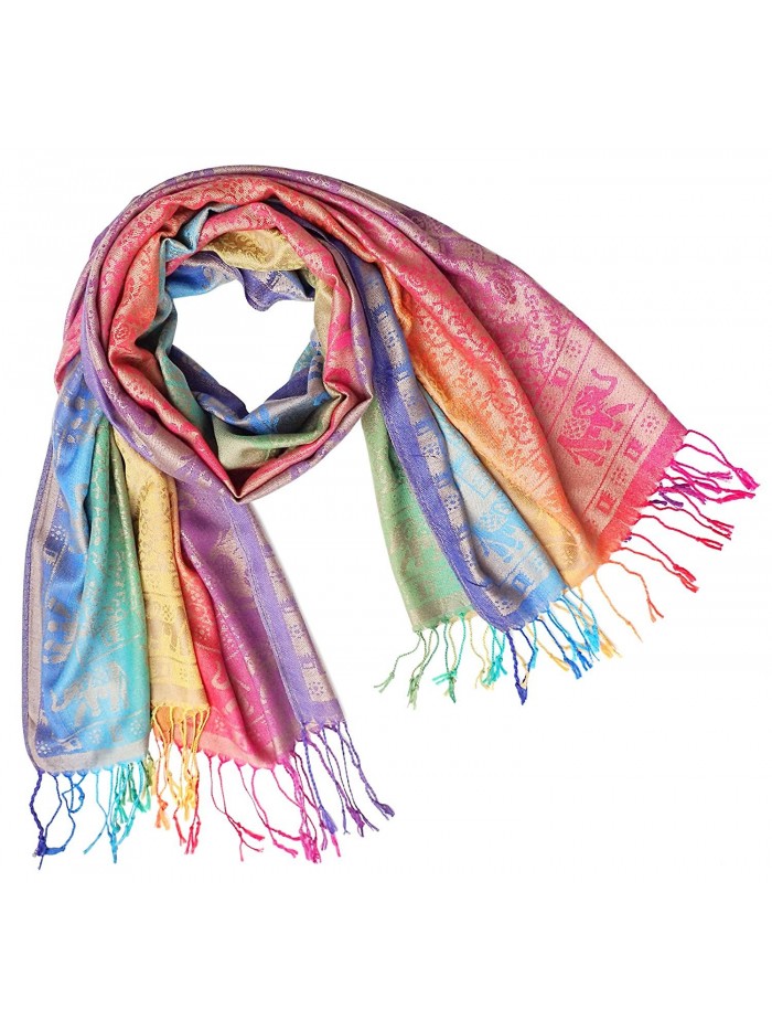 Bijoux De Ja Elephant Rainbow Soft Fringe Fashion Pashmina Pride Shawl Scarf Wrap - Rainbow 8 - CE188DSMD6T
