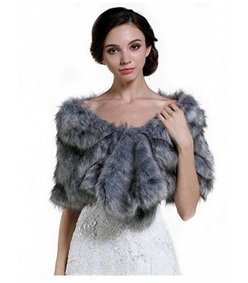 Aukmla Wedding Fur Wraps Shawls for Women (Grey) - CS185QOXE3Y