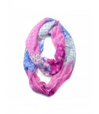 Dasein Floral Patchwork Pattern Infinity Scarf - Pink - CQ11UJ8OOMF