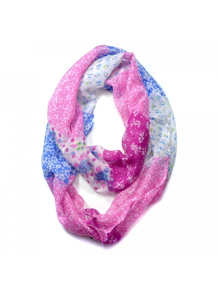 Dasein Floral Patchwork Pattern Infinity Scarf - Pink - CQ11UJ8OOMF