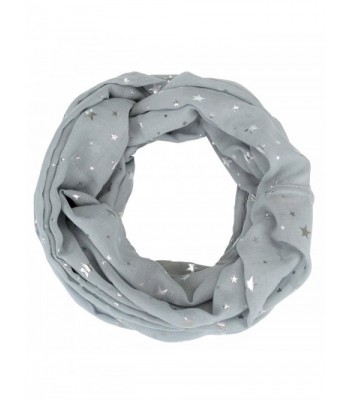 Ayliss Women Lightweight Infinity Loop Scarf Gold Silver Star Print Wrap - Grey & Silver Stars - C9186H9DUG5