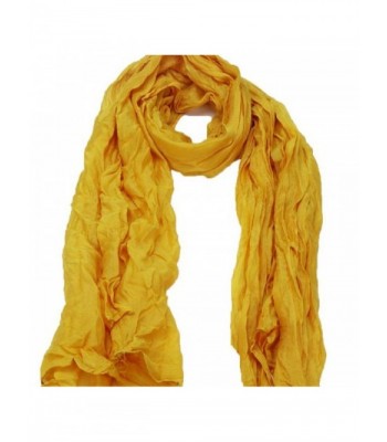 Sunfei Women Cotton Scarf Soft Wrap Shawl Scarf Crinkle Candy Colors - Yellow - CG12LZW4MJD